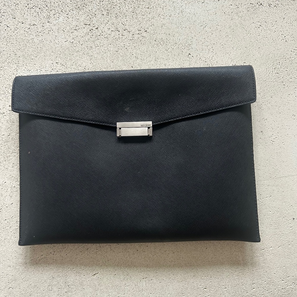 Jack Spade leather black briefcase bag document holder